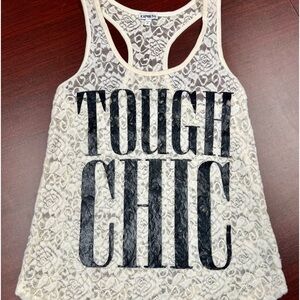 Express crème lace tank tough chic